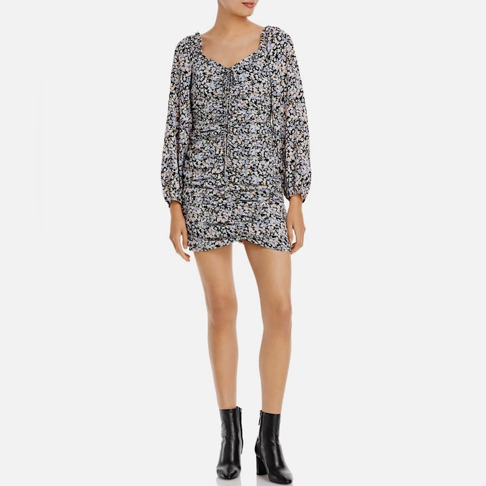 Fore Collection Floral Ruched Mini Dress